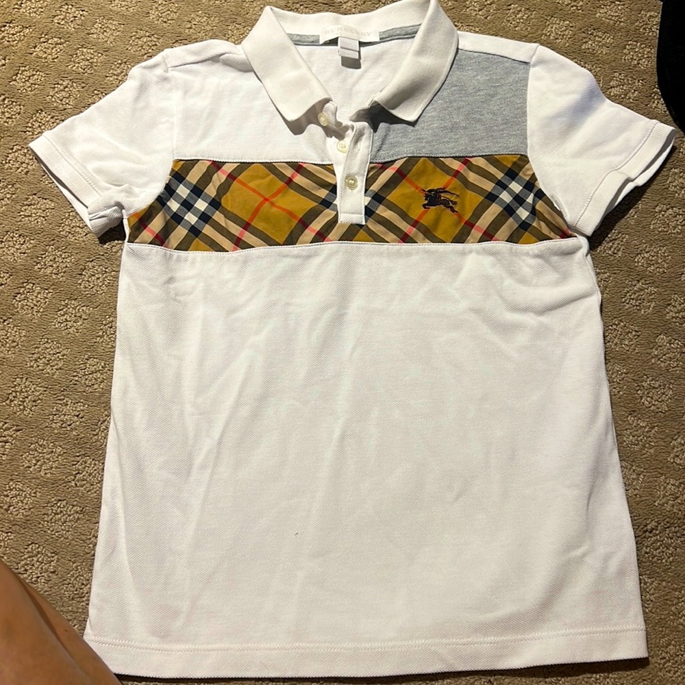 Boys Burberry White Polo size 8Y